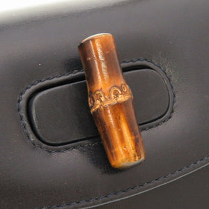 グッチ バンブー レザー ネイビー 000 46 0188 2WAY ハンドバッグ バッグ 紺 0043 【中古】 GUCCI