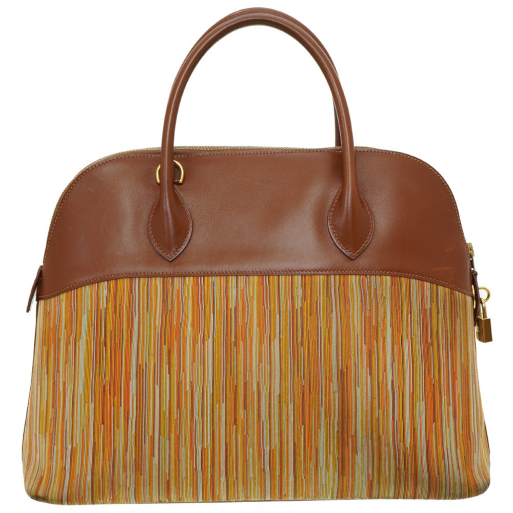 エルメス ボリード35 ボックスカーフ/ヴィブラート ノアゼット □F刻印 ストラップ付 ハンドバッグ 0048【中古】HERMES