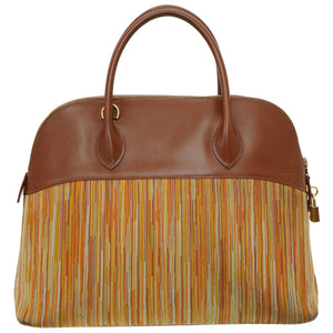 エルメス ボリード35 ボックスカーフ/ヴィブラート ノアゼット □F刻印 ストラップ付 ハンドバッグ 0048【中古】HERMES