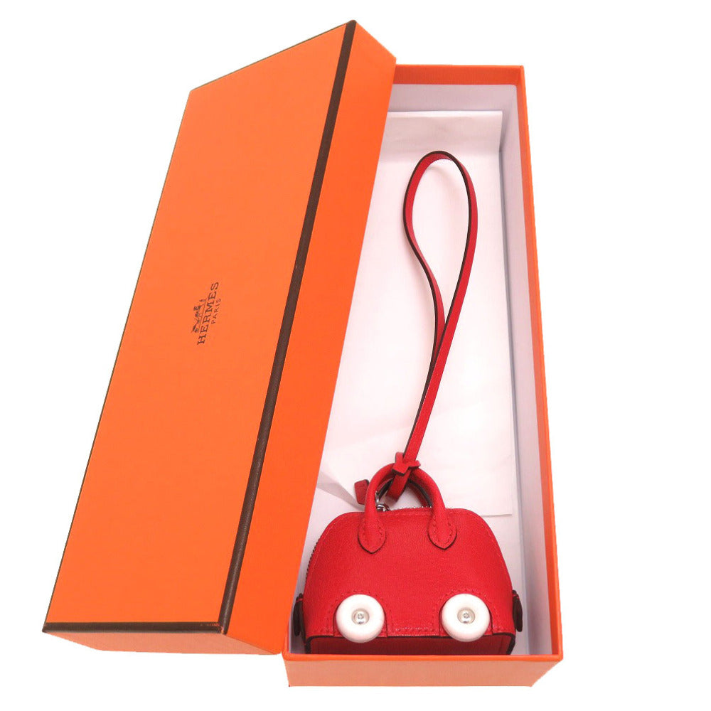 未使用 エルメス ボリード オン ホイールズ シェーブルミゾル ルージュクー シルバー金具 U刻印(2022年製) キーホルダー バッグチャーム 赤 0006 【中古】 HERMES