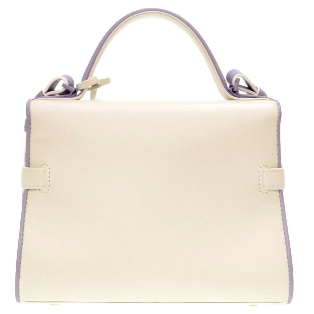 未使用 デルボー タンペート ミニ レザー アイボリー パープル バイカラー シルバー金具 ハンドバッグ バッグ 白 紫 0007 【中古】 DELVAUX