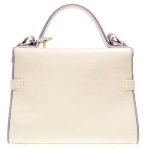 未使用 デルボー タンペート ミニ レザー アイボリー パープル バイカラー シルバー金具 ハンドバッグ バッグ 白 紫 0007 【中古】 DELVAUX