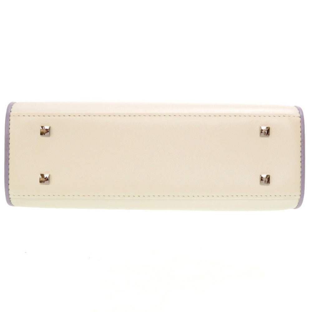 未使用 デルボー タンペート ミニ レザー アイボリー パープル バイカラー シルバー金具 ハンドバッグ バッグ 白 紫 0007 【中古】 DELVAUX