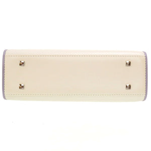 未使用 デルボー タンペート ミニ レザー アイボリー パープル バイカラー シルバー金具 ハンドバッグ バッグ 白 紫 0007 【中古】 DELVAUX