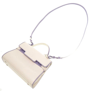 未使用 デルボー タンペート ミニ レザー アイボリー パープル バイカラー シルバー金具 ハンドバッグ バッグ 白 紫 0007 【中古】 DELVAUX