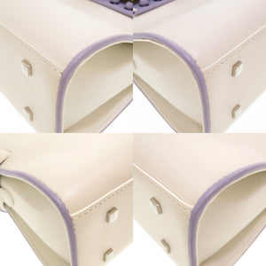 未使用 デルボー タンペート ミニ レザー アイボリー パープル バイカラー シルバー金具 ハンドバッグ バッグ 白 紫 0007 【中古】 DELVAUX