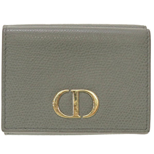 美品 クリスチャンディオール コンパクトウォレット レザー グレー 3つ折り財布 財布 0037【中古】Christian Dior