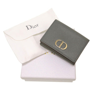 美品 クリスチャンディオール コンパクトウォレット レザー グレー 3つ折り財布 財布 0037【中古】Christian Dior