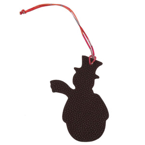 新品同様 エルメス プティアッシュ 雪だるま スノーマン エプソン トゴ シルク ブラウン グリーン 茶 緑 キーホルダー バッグチャーム 0107【中古】HERMES