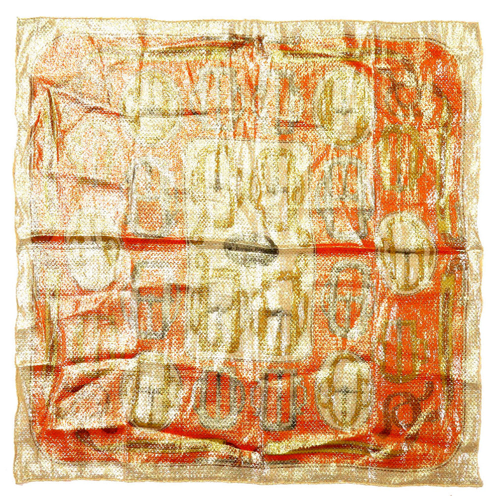 美品 エルメス カレ70 BOVCLERIE D'ATTELAGE アトラージュのバックル BOVCLERIE D'ATTELAGE シルク ポリエステル オレンジ スカーフ 0129 【中古】 HERMES