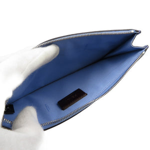 新品同様 フェンディ 8M0341 レザー マルチスタッズ シルバー金具 ブルー アクセサリーポーチ 0008【中古】FENDI