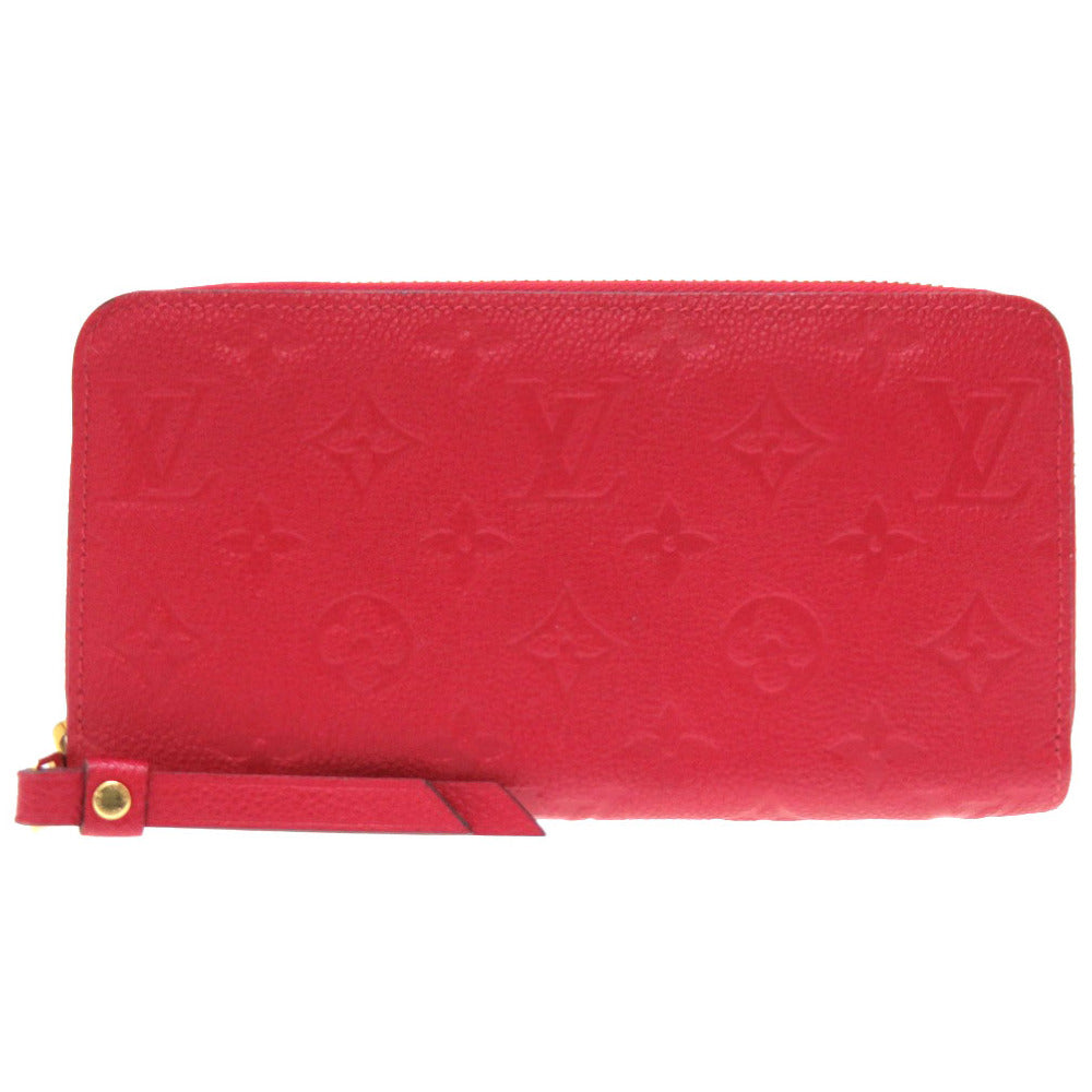 新品同様 ルイ ヴィトン モノグラム アンプラント ジッピーウォレット スリーズ M61865 ラウンドファスナー 長財布 財布 レッド 赤 LV 0011 【中古】 LOUIS VUITTON