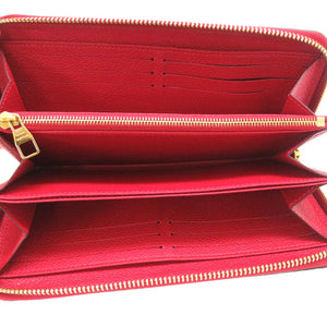 新品同様 ルイ ヴィトン モノグラム アンプラント ジッピーウォレット スリーズ M61865 ラウンドファスナー 長財布 財布 レッド 赤 LV 0011 【中古】 LOUIS VUITTON