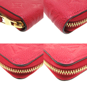 新品同様 ルイ ヴィトン モノグラム アンプラント ジッピーウォレット スリーズ M61865 ラウンドファスナー 長財布 財布 レッド 赤 LV 0011 【中古】 LOUIS VUITTON