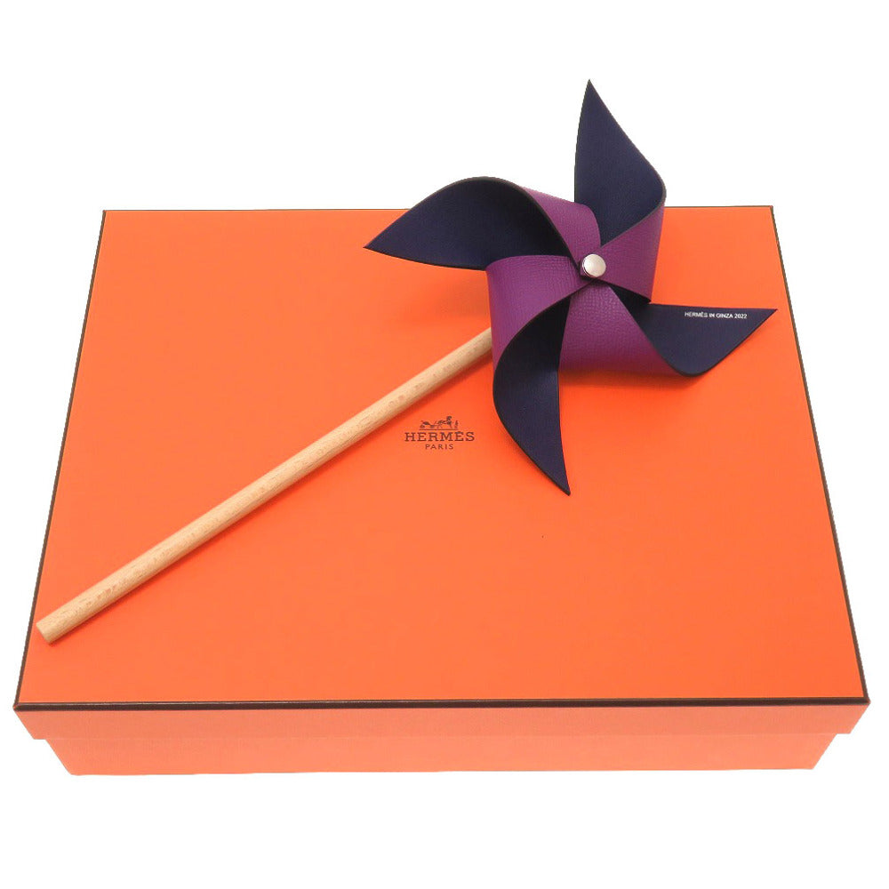 未使用 エルメス プティアッシュ 風車 ヴォーエプソン ウッド パープル ネイビー オブジェ 0033 【中古】 HERMES