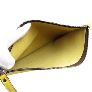 新品同様 ジェイアンドエムデヴィッドソン レザー シルバー金具 イエロー クラッチバッグ 0061【中古】J&M DAVIDSON