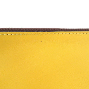 新品同様 ジェイアンドエムデヴィッドソン レザー シルバー金具 イエロー クラッチバッグ 0061【中古】J&M DAVIDSON