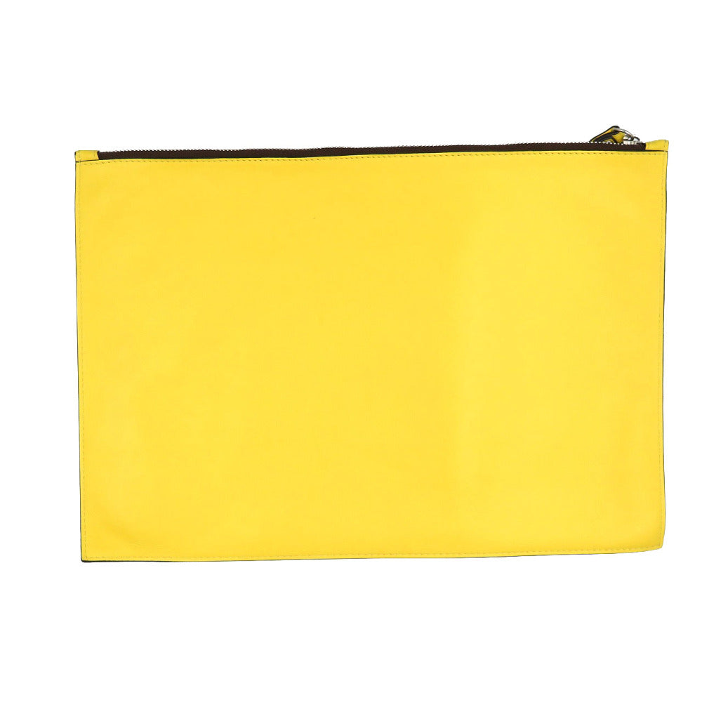 新品同様 ジェイアンドエムデヴィッドソン レザー シルバー金具 イエロー クラッチバッグ 0061【中古】J&M DAVIDSON