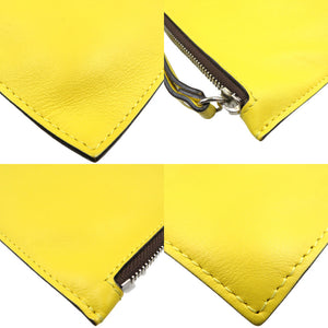 新品同様 ジェイアンドエムデヴィッドソン レザー シルバー金具 イエロー クラッチバッグ 0061【中古】J&M DAVIDSON