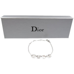 美品 クリスチャンディオール DIORロゴ メタル ラインストーン シルバー ブレスレット 0087【中古】Christian Dior