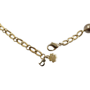 美品 クリスチャンディオール パールチェーン メタル フェイクパール ゴールド ホワイト ブラウン ネックレス 0088【中古】Christian Dior