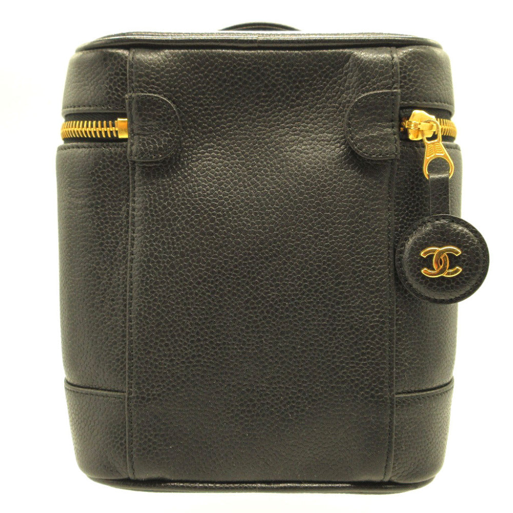 シャネル 縦型 4番台 キャビアスキン ブラック 黒 ヴァニティバッグ バッグ 0124【中古】CHANEL