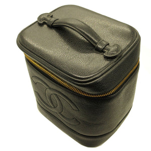 シャネル 縦型 4番台 キャビアスキン ブラック 黒 ヴァニティバッグ バッグ 0124【中古】CHANEL