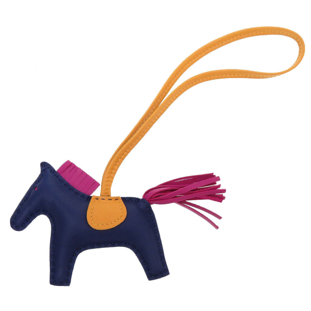 新品同様 エルメス ロデオチャームPM アニューミロ A刻印(2017年製) ブルーアガット ローズパープル ナチュラルサブレ キーホルダー バッグチャーム 0131【中古】HERMES