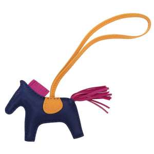 新品同様 エルメス ロデオチャームPM アニューミロ A刻印(2017年製) ブルーアガット ローズパープル ナチュラルサブレ キーホルダー バッグチャーム 0131【中古】HERMES