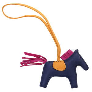 新品同様 エルメス ロデオチャームPM アニューミロ A刻印(2017年製) ブルーアガット ローズパープル ナチュラルサブレ キーホルダー バッグチャーム 0131【中古】HERMES