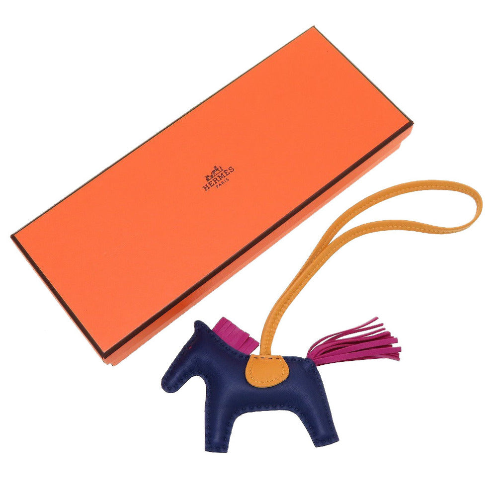 新品同様 エルメス ロデオチャームPM アニューミロ A刻印(2017年製) ブルーアガット ローズパープル ナチュラルサブレ キーホルダー バッグチャーム 0131【中古】HERMES