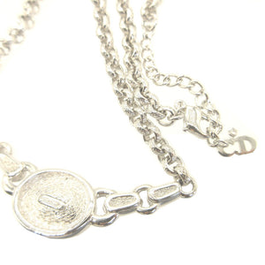新品同様 クリスチャンディオール ヴィンテージ カラーストーン ラインストーン メタル シルバー ネックレス 0072【中古】Christian Dior