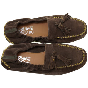 新品同様 フェラガモ Fabrizio タッセル ローファー スウェード ブラウン サイズ7.5 シューズ 0090【中古】Salvatore Ferragamo メンズ