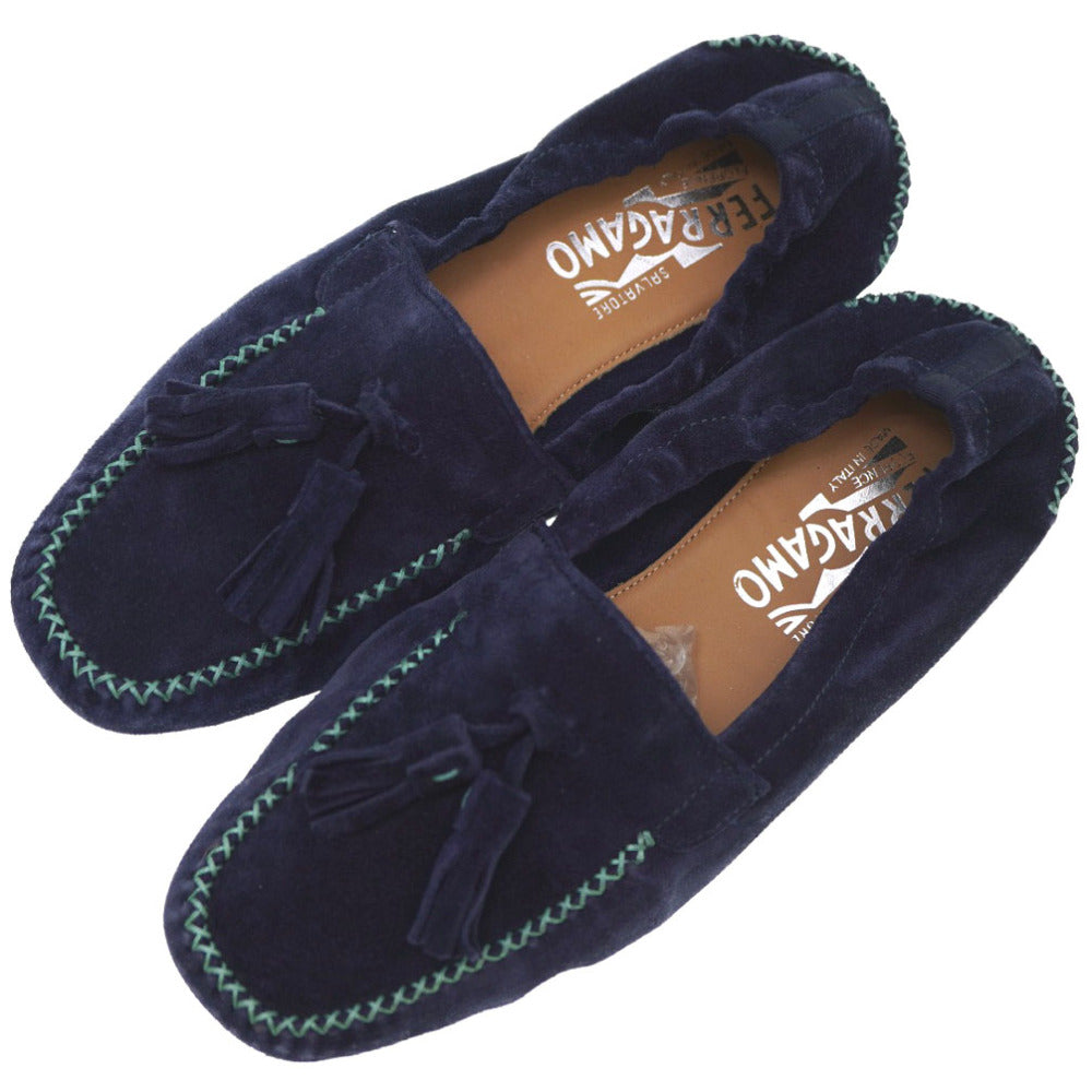 新品同様 フェラガモ Fabrizio タッセル ローファー スウェード ブルー サイズ6.5 シューズ 0092【中古】Salvatore Ferragamo メンズ