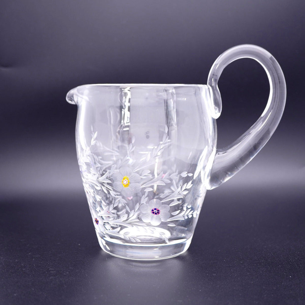 新品同様 サンルイ ピッチャー フラワーデザイン クリスタル ガラス クリア 0110【中古】SAINT LOUIS