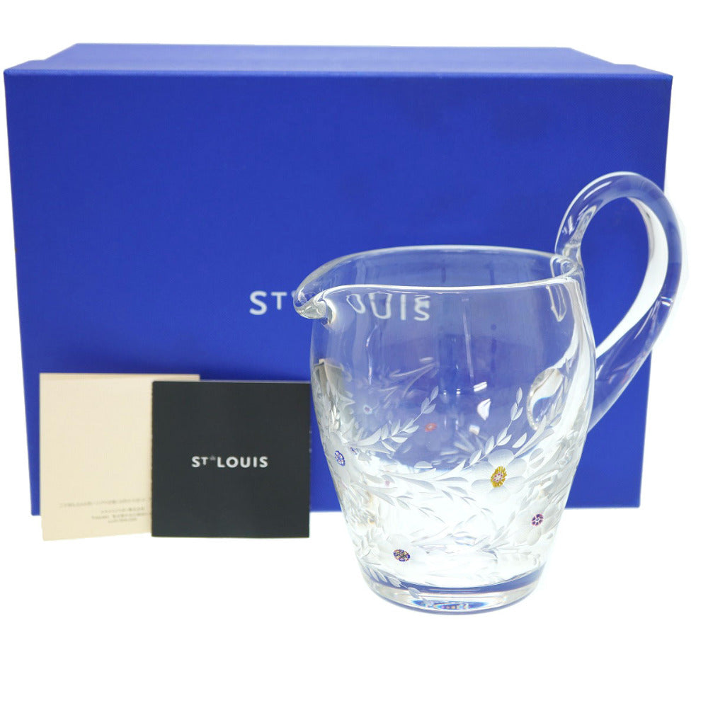新品同様 サンルイ ピッチャー フラワーデザイン クリスタル ガラス クリア 0110【中古】SAINT LOUIS