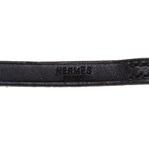 エルメス アピ3 レザー ブラック シルバー金具 □E刻印 ブレスレット アクセサリー 黒 0183 【中古】 HERMES