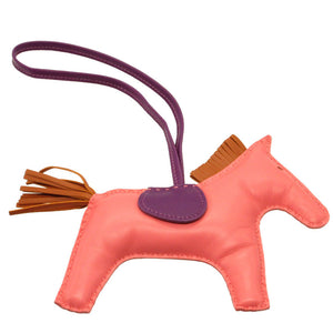 新品同様 エルメス ロデオチャームGM アニューミロ D刻印(2019年製) ローズアザレ アネモネ ゴールド バッグチャーム キーホルダー 0190【中古】HERMES