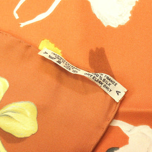 美品 エルメス カレ90 ラ ダンス LA DANCE シルク ブラウン スカーフ 茶 0214 【中古】 HERMES