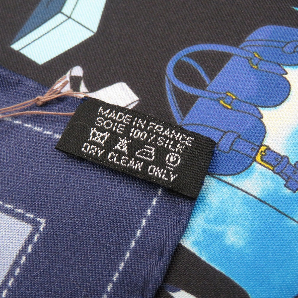 美品 エルメス カレ40 MONSIEUR ET MADAME ムッシュ＆マダム シルク ブルー スカーフ 青 0217 【中古】 HERMES