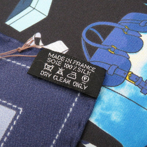 美品 エルメス カレ40 MONSIEUR ET MADAME ムッシュ＆マダム シルク ブルー スカーフ 青 0217 【中古】 HERMES