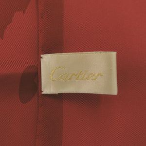 新品同様 カルティエ ヒョウ シルク レッド 赤 スカーフ 0280【中古】CARTIER