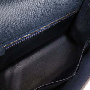 美品 エルメス ケリー32 外縫い クシュベル ネイビー ゴールド金具 □C刻印 ハンドバッグ 紺 0007 【中古】 HERMES