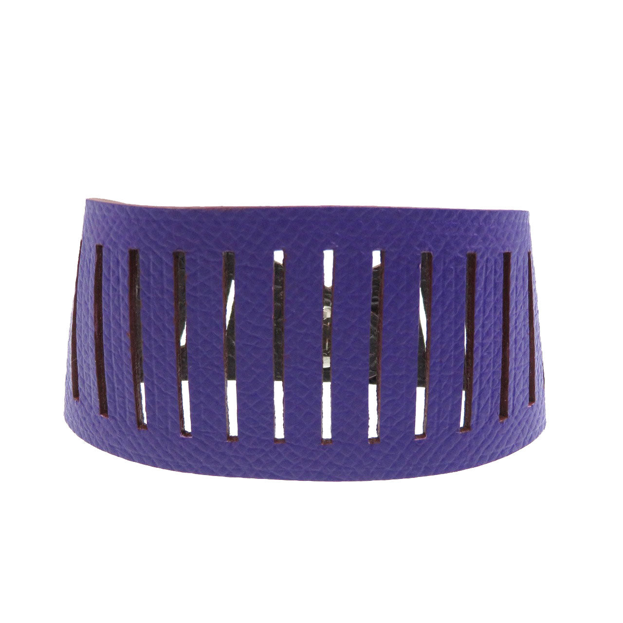 未使用 エルメス プティアッシュ ブレスレット リバーシブル ヴォーエプソン トゴ シルバー金具 アネモネ パープル ショコラ ブレスレット 0048【中古】HERMES