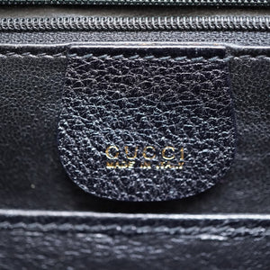 美品 グッチ バンブー ショルダー ハンド バッグ レザー ブラック ストラップ付 黒 0056【中古】GUCCI