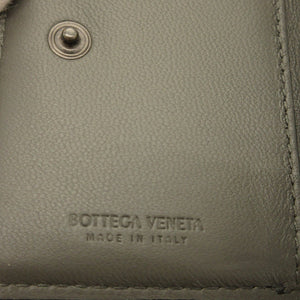 新品同様 ボッテガヴェネタ イントレチャート コンパクトウォレット レザー ブラック 黒 グレー 3つ折り財布 財布 0060【中古】BOTTEGA VENETA