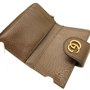 新品同様 グッチ オフィディア 699353 GGマーモント コンパクトウォレット GGキャンバス レザー ベージュ ブラウン 茶 カードケース 財布 0069【中古】GUCCI