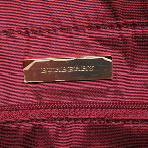 未使用 バーバリー チェック キャンバスレザー ベージュ ボルドー ハンドバッグ バッグ 0092 【中古】 BURBERRY