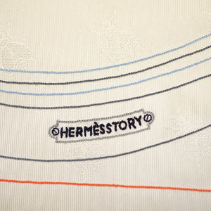 未使用 エルメス エルメスストーリー トライアングル スカーフ 刺繍 ビーズ カレシルク アイボリー 0109【中古】HERMES