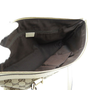 新品同様 グッチ アビーライン 141470 GGキャンバス レザー シルバー金具 ベージュ トートバッグ 0144【中古】GUCCI